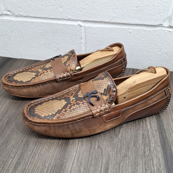 Franco Cuadra Mens Brown Python Suede Leather Driving Loafers Made in Mexico 9.5 - Picture 3 of 11